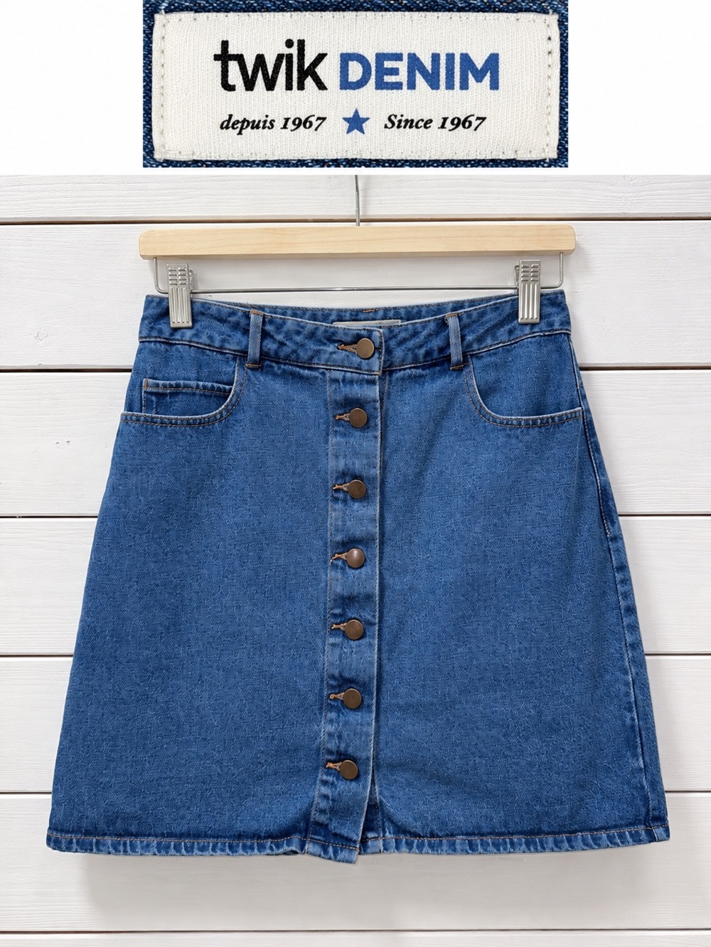 TWIK DENIM – Button Front Denim Skirt – Size M